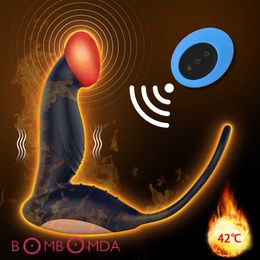 Dildo Prostate Massager Wireless Remote Heating Anal Vibrator Male Sex Toy