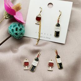Charms 10pcs Red Wine Bottle Glass Goblet Enamel Pendant Earring DIY Fashion Zinc Alloy For Jewelry Making Accessory