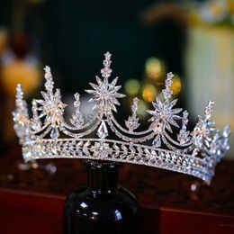Other Fashion Accessories Baroque Luxury Rhinestone Crystal Wedding Crown Queen Flowers Bridal Tiaras Women Beauty Pageant Bridal Hair Jewellery Access J230525