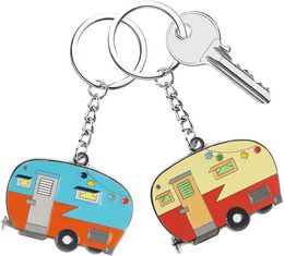 Couples Camper Keychain Happy RV Camper Keyring Camping Gifts for Men Women Teenager Camp Lover Travel Trailers Vacation Jewelry