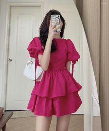 Party Dresses South Korea Brim Ruffled Lace Hubble-bubble Sleeve Dress