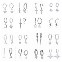 AIDE 925 Sterling Silver Cross Pearl Bee Animal Hoops Earrings Pendientes Women Huggie Earrings For Women Fine Jewelry