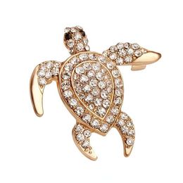 Pins Brooches Arrival Cute Little Sea Turtle Crystal Brooch Tortoise Pins Christmas Gift Jewelry Drop Delivery Dhafs