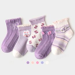 5 pairs/batch 2023 Summer Children's Cotton Fashion Mesh Cartoon Spring New 1-12 Year Old Children Students Teenagers Girls Boys Socks G220524