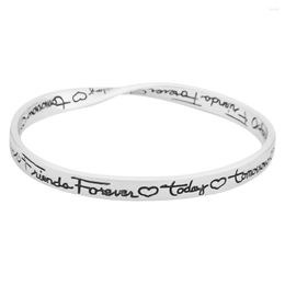 Bangle Handmade Letter Today Tomorrow Always Friends Forever Silver Colour With Heart Oval Friendship Jewellery Gift