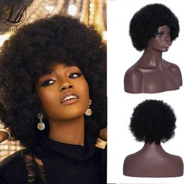 Afro Kinky Curly Wig With Bangs Short Fluffy Hair Wigs For Black Women Synthetic Glueless Cosplay Natural Blonde Wigs 230524