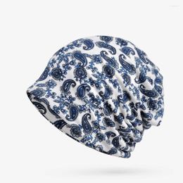 Berets British Hip-hop Headgear Cotton Stretch Men And Women Cashew Flower Pattern Trendy Fashion Sports Cap Muslim Women's Toe