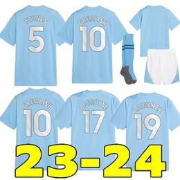 23 24 HAALAND SOCCER JERSEYS GREALISH MAHREZ MANS CITIES DE BRUYNE FODEN football tops shirt kids kit sets 2023 2024 J.Alvarez NEW YEAR uniform