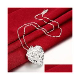 Pendant Necklaces Wedding Inlaid Stone Womens Sterling Sier Plate Necklace Fashion 925 With Chains Gn224 Drop Delivery Jewellery Pendan Dhbuu