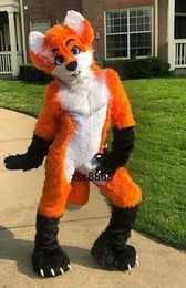 Long Fur Husky Dog Fox Fursuit Mascot Costumes Cartoon Mascot Apparel Performance Carnival Adult Size Birthday Party