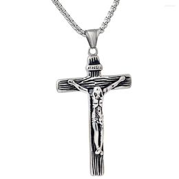 Pendant Necklaces Cross Necklace INRI Crucifix Jesus Piece Stainless Steel Men Chain Catholic Jewellery Christmas Gifts