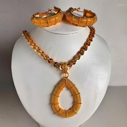 Necklace Earrings Set WANDO Dubai Arab Gold Colour Flower Wedding Jewellery For Women Earring/Necklace Big Pandent Halloween Christmas Gift