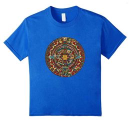 Men's T Shirts Fashion T-shirt Black Aztec Mexico Calendar Pattern Style Sun Design Tee Size S-3XL