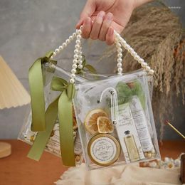 Gift Wrap 5/10pcs Bags Candy Distribution Box Wedding Favour For Guest Tote Bag With Pearl Handle Wholesale