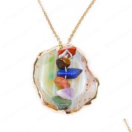 Pendant Necklaces Natural 7 Chakra Colorf Yoga Nce Energy Healing Crystal Reiki Crushed Stone Winding Amethyst Jasper Lapis Chips Dr Dhnwf