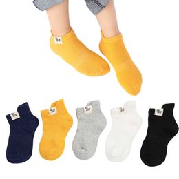Socks 10 pieces=5 pairs soft cotton Spring autumn girls' short and boys' 1-10 years of school sports children's socks G220524