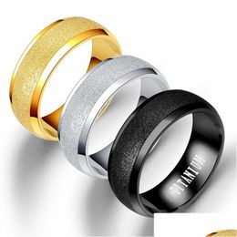 Band Rings Simple Blank Dl Polish Stainless Steel Ring Gold Black Titanium For Men Women Fashion Jewellery Drop Delivery Dhv4C