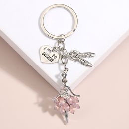 Metal Keychain I Love Dance Ballet Shoe Ballerina Key Ring Dancer Key Chains Souvenir Gifts For Women Girls DIY Handmade Jewellery