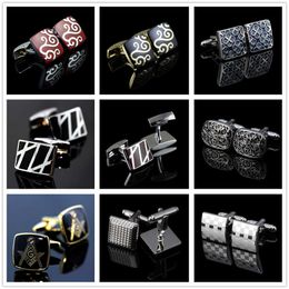 Cuff Links Vintage Copper High Quality Enamel Square G Letter Silver Black Red Top Grade Men's Shirt Cufflinks G220525