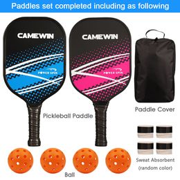 Tennis Rackets Pickleball Racket Set Carbon Fiber Composition PE Honeycomb Core 2 Pickleball Paddles4 Balls4 Sweat absorbent1 Cover bag 230525