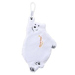 Cute Bear Soft Hand Towel Absorbent Coral Velvet Handkerchief Bathroom Dishcloth