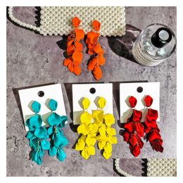 Dangle Chandelier 7 Colours Petal Tassel Women Earrings Creative Personality Charm Lady Elegant Stud Party Banquet Trendy Female Pe Dhrwi