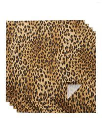 Table Napkin 4pcs Leopard Skin Pattern Yellow Animal Retro Square Wedding Decoration Tablecloth Kitchen Serving Napkins