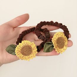 Sunflower Rubber Band Hair Ropes for Women Girls Summer Flowers Hair Ties Elastic Hair Bands Scrunchy Kids Hair Accessories