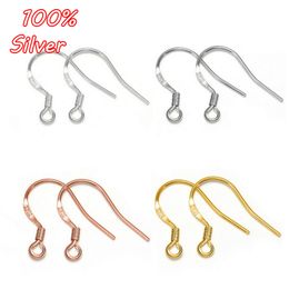 2Pair 5 Colors 925 Sterling Silver Charms Earring Wires With Ear Hook Earrings Clasp Findings Supplies For Jewelry Making DIY