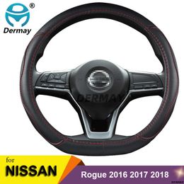 Steering Wheel Covers D Shape Steering Wheel Cover PU Leather for Nissan Rogue /Rogue Sport 2016 2017 2018 2019 2020 X-Trail 2017-2020 Car Styling G230524 G230524