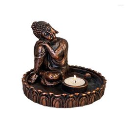 Candle Holders 2023 Sleeping Statue Ornament With Incense Burner And Tealight Holder Candlestick Antique Meditating Home Decor