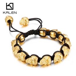 Bangle Kalen Gothic Style Bone Rope Chain Men's Charm Stainless Steel Bracelet Trendy Jewelry