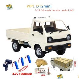 Electric/Rc Car Wpl D12 Mini 1 16 Rc 2.4G Remote Control Simation Drift Climbing Truck Light Onroad D12Mini 1/16 For Kids Gifts Toys Dhx15