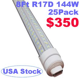 8FT LED Bulb 8ft Shop Light R17D V Shaped, 8 Foot Bulbs 6000K 144W 18000LM, 8Foot ShopLight, T8/T10/T12 Led Tube Replacement Dual-End Powered Ballast Bypass crestech888