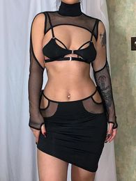 Women's Tanks & Camis Camisole Long Sleeve Set Cut Out Cami Bra Mesh Spaghetti