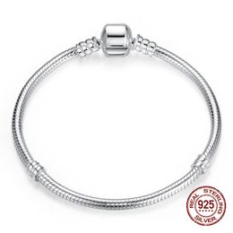 Vecalon Handmade 925 Sterling Silver Charm Bracelets for Women men Long 16-23cm Wide 3mm Snake Bone Chain Bracelet Fine Jewellery