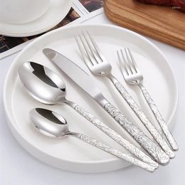 Dinnerware Sets 5 Pcs Luxury Golden Cutlery Set Tableware Black Dinner Fork Knife Silverware For 1 Flatware 4 Drop