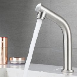 Bathroom Sink Faucets Touch Press Switch Single Cold Basin Faucet Stainless Steel Quickly Open Type Kitchen For Balcony Garden Saving Water