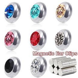 Punk Magnetic Ear Clip Earrings Round Crystal Ear Stud Slimming Lose Weight Earring Health Care Magnet therapy Jewerly Accessory