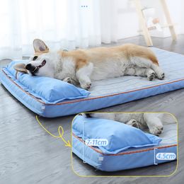 Cat Beds Furniture Summer Cooling Dog Bed with Pillow Thick Mat for Dogs Pets Sofa for Small Medium Large Dogs Cats Cool Dog Pad Pet Supplies 230525