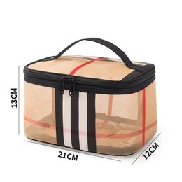 Plaid Mesh Cosmetic Bag Multi-Functional Transparent Wash Bag Pvc Waterproof Buggy Bags Five-Piece Set