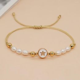 Strand Boho Friendship Bracelets Gold Plated Beaded Miyuki Star Charm Bracelet Handmade Gift For Women Teen Girl Pearl Summer Jewellery