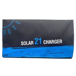 21W Bolsa dobrável solar Placa portátil de carregamento portátil Banco de cobrança de telefone celular ao ar livre (5V portas de saída USB) BULE