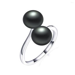 Cluster Rings HENGSHENG Fashion Simple Double Natural Freshwater Pearls 925 Silver Open Finger Ring Fine Daily Jewelry For Women Girls 2023