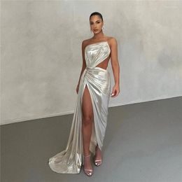 Casual Dresses Fashion Sexy Metallic Women Summer Open Back Design Slim Long Party Dress For Lady Clothes Drop And Wholesale