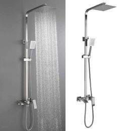 Bathroom Shower Sets Set Wall Square Waterfall Head Pressurised Bathroom Faucet Stainless Steel Three-function Shower System G230525