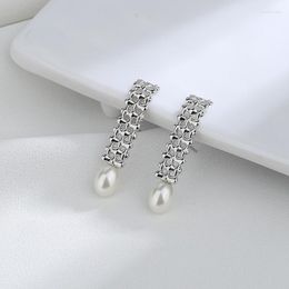 Stud Earrings VENTFILLE Sterling Silver Fashion Woven Pattern Glossy Ladies Water Drop Pearl Personalized Jewelry Gifts