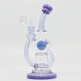 Heady Glass Bong Recycler Bong Unique Green Purple Sidecar Hookahs Water Pipe Showerhead Perc Percolator Oil Dab Rigs 14mm Joint With Bowl