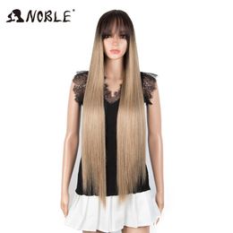 Cosplay Wig Synthetic Wig 32-34 Inch Long Straight With Bangs Wigs For Black Women Omber Blonde Wig High Temperature Fibre 230524