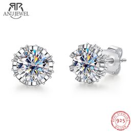 AnuJewel 1 Carat D Colour Moissanite Diamond 18K Gold Plated Flower Bridal Stud Charm Earrings 2022 Trend For Woman